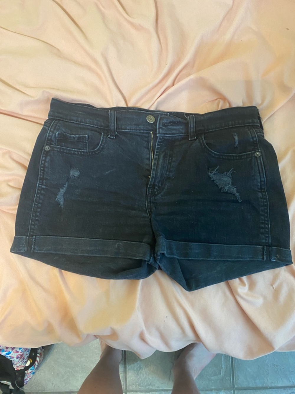 Classic Black Denim Cuffed Women’s Shorts